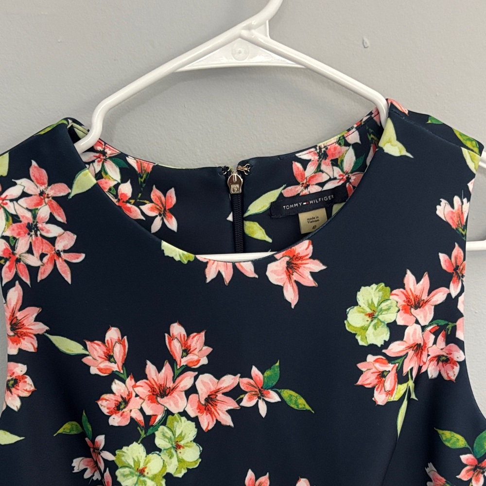 Tommy Hilfiger Navy Dress with Pink and Green Floral Pattern